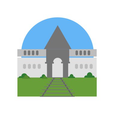 Web ve mobil uygulaması tasarımı, Auschwitz logo kavramı için beyaz arka plan üzerinde izole Auschwitz simge vektör