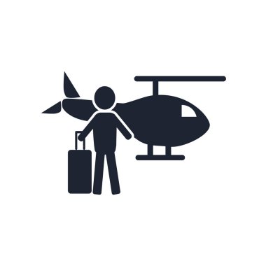 Helikopter simge vektör web ve mobil uygulaması tasarımı, helikopter logo kavramı için izole üzerinde beyaz arka plan
