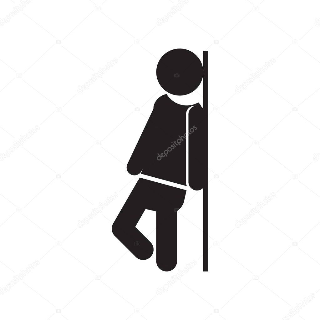 Man leaning against the wall icon vector isolated on white background for your web and mobile app design, Man leaning against the wall logo concept