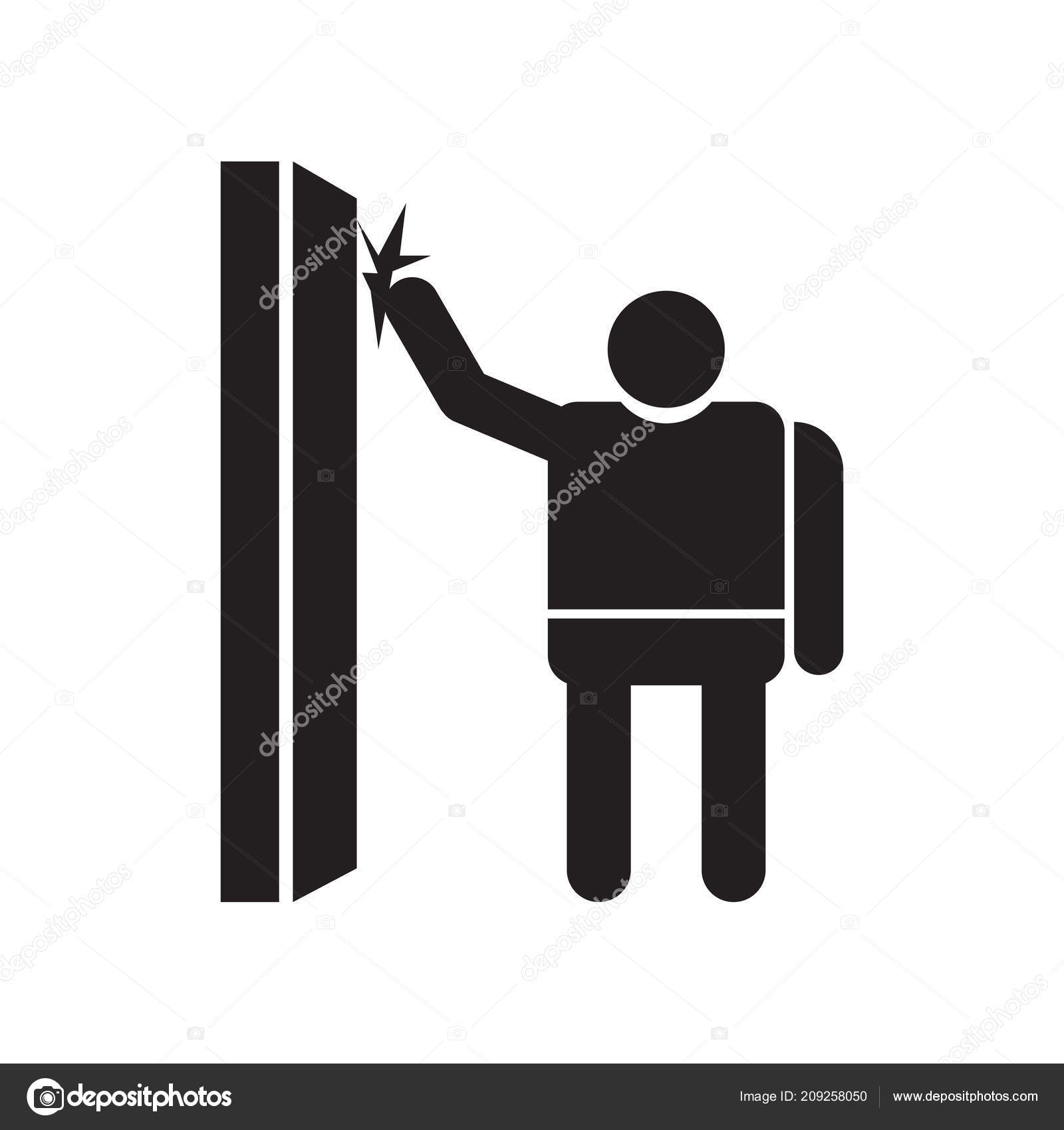 ドアのロゴのコンセプトをたたく男 Web およびモバイル アプリケーションの設計のための白い背景の上分離されたドアのアイコン ベクトルをたたく男  ストックベクター ©vectorstockcompany 209258050, image size:1600x1700