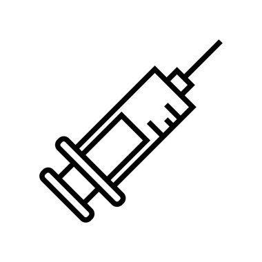 Şırınga simge vektör web ve mobil uygulaması tasarımı, şırınga logo kavramı için izole üzerinde beyaz arka plan