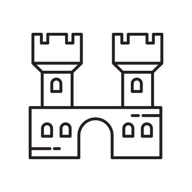 Web ve mobil uygulaması tasarımı, kale logo kavramı için beyaz arka plan üzerinde izole Castle simge vektör