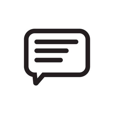 Konuşma balonu simgesinin üzerinde izole beyaz arka plan web ve mobil uygulaması tasarımı, konuşma balonu logosu kavramı için vektör