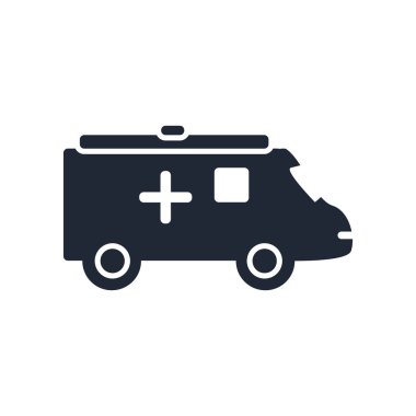 Web ve mobil uygulaması tasarımı, ambulans logo kavramı için beyaz arka plan üzerinde izole ambulans simge vektör