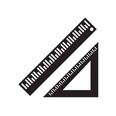 Web ve mobil uygulaması tasarımı, cetvel logo kavramı için beyaz arka plan üzerinde izole cetvel simge vektör