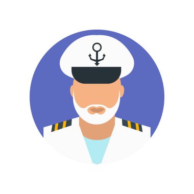 Kaptan simge vektör web ve mobil uygulaması tasarımı, Kaptan logo kavramı için izole üzerinde beyaz arka plan