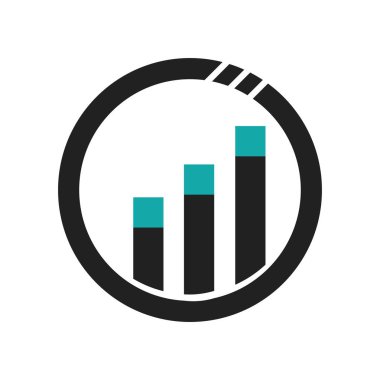 Barlar ve grafik verilerini analytics simgesinin artan çizgi üzerinde izole beyaz arka plan web ve mobil uygulaması tasarımı, barlar ve logo kavramı artan çizgi vektör