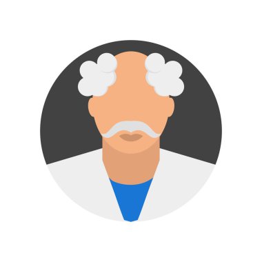 Web ve mobil uygulaması tasarımı, bilim adamı logo kavramı için beyaz arka plan üzerinde izole bilim adamı simge vektör