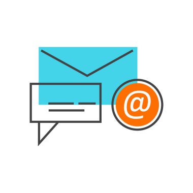 Sohbet simgesi üzerinde izole beyaz arka plan web ve mobil uygulaması tasarımı, sohbet logo kavramı için vektör