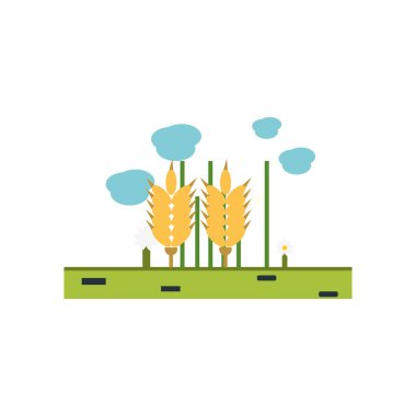 Web ve mobil uygulaması tasarımı, buğday logo kavramı için beyaz arka plan üzerinde izole buğday simge vektör