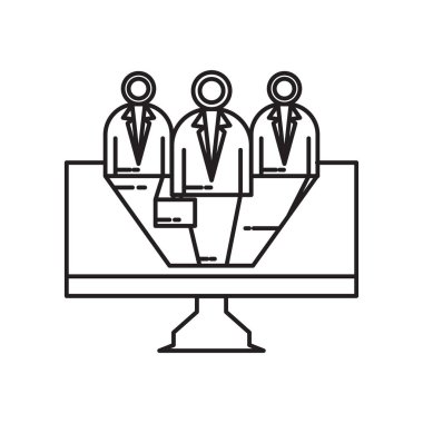 Web ve mobil uygulaması tasarım, monitör logo kavramı için beyaz arka plan üzerinde izole monitör simge vektör