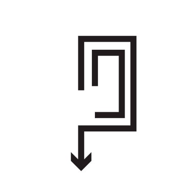 Ok simge vektör web ve mobil uygulaması tasarım, aşağı ok logo kavramı için beyaz arka plan üzerinde izole