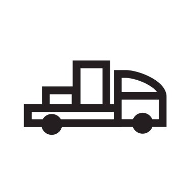 Kamyonun yan görünüm simgesi üzerinde izole beyaz arka plan web ve mobil uygulaması tasarım, kamyon yan görünümü logo kavramı için vektör