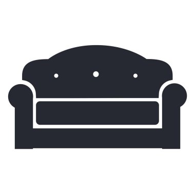 Web ve mobil uygulaması tasarımı, kanepe logo kavramı için beyaz arka plan üzerinde izole kanepe simge vektör