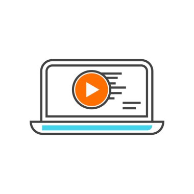 Web ve mobil uygulaması tasarımı, Laptop logo kavramı için beyaz arka plan üzerinde izole dizüstü simge vektör