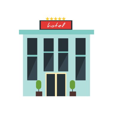 Web ve mobil uygulaması tasarım, otel logo kavramı için beyaz arka plan üzerinde izole otel simge vektör