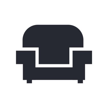 Web ve mobil uygulaması tasarımı, kanepe logo kavramı için beyaz arka plan üzerinde izole kanepe simge vektör