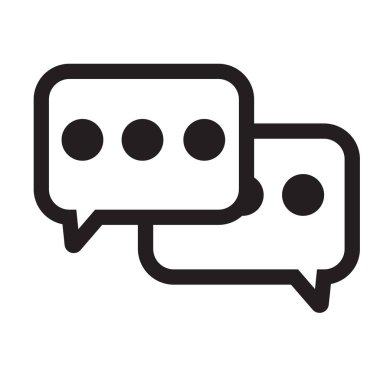 Konuşma balonu simgesinin üzerinde izole beyaz arka plan web ve mobil uygulaması tasarımı, konuşma balonu logosu kavramı için vektör