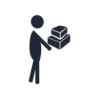 Web ve mobil uygulaması tasarımı, paket logo kavramı için beyaz arka plan üzerinde izole paket simge vektör