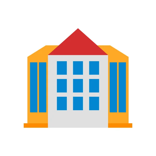 建物のアイコン ベクトルの Web およびモバイル アプリの設計 建物のロゴのコンセプト ホワイト バック グラウンドの分離 — ストックベクタ