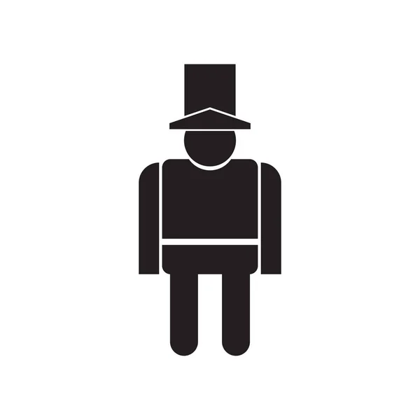 Fat Man Pălărie Mustață Icon Vector Izolat Fundal Alb Pentru — Vector de stoc