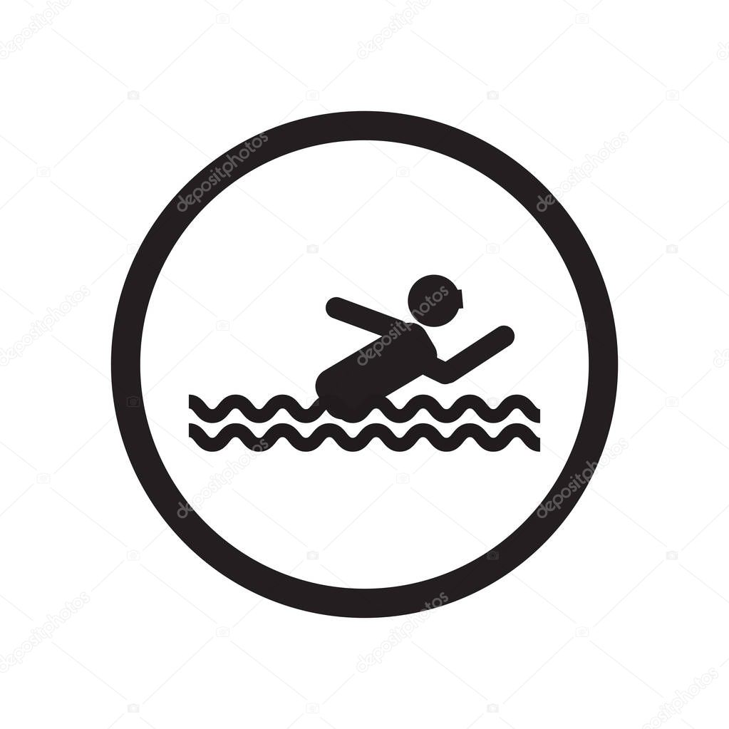 No swimming icon vector isolated on white background for your web and mobile app design, No swimming logo concept