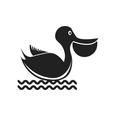 Web ve mobil uygulaması tasarımı, Pelican logo kavramı için beyaz arka plan üzerinde izole Pelikan simge vektör