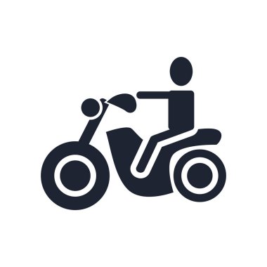 Web ve mobil uygulaması tasarım, motosiklet logo kavramı için beyaz arka plan üzerinde izole motosiklet simge vektör