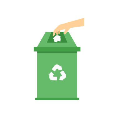 Geri dönüşüm kutusu simge vektör web ve mobil uygulaması tasarımı, Geri Dönüşüm Kutusu'nu logo kavramı için beyaz arka plan üzerinde izole