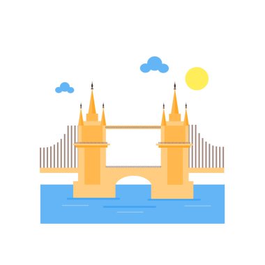 Tower bridge simgesini vektör web ve mobil uygulaması tasarımı, Tower bridge logo kavramı için izole üzerinde beyaz arka plan