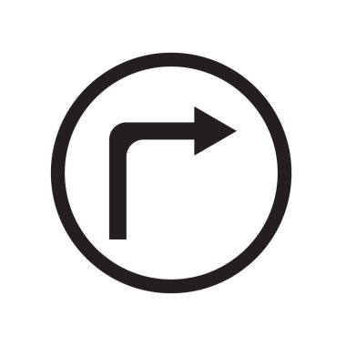 Web ve mobil uygulaması tasarımı, sağa dönüş logo kavramı için beyaz arka plan üzerinde izole simge vektör sağa dön