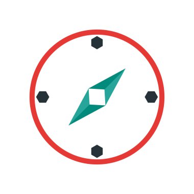 Web ve mobil uygulaması tasarımı, pusula logo kavramı için beyaz arka plan üzerinde izole pusula simgesini vektör