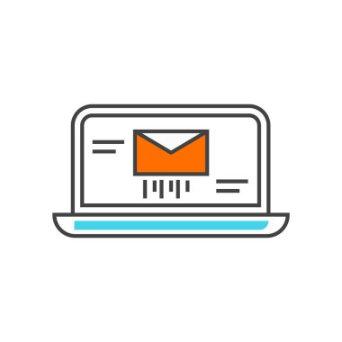 Web ve mobil uygulaması tasarımı, Laptop logo kavramı için beyaz arka plan üzerinde izole dizüstü simge vektör