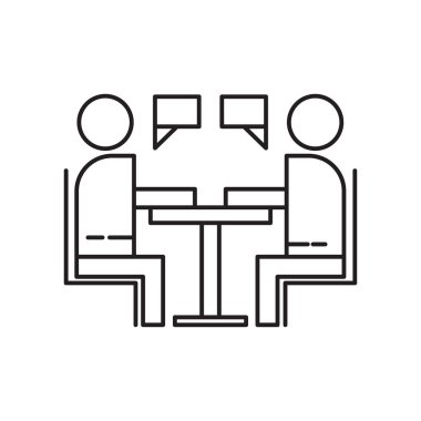 Web ve mobil uygulaması tasarım, röportaj logo kavramı için beyaz arka plan üzerinde izole simge vektör röportaj