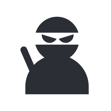 Web ve mobil uygulaması tasarımı, Ninja logo kavramı için beyaz arka plan üzerinde izole ninja simge vektör