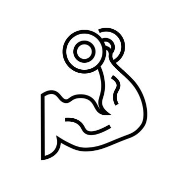 Web ve mobil uygulaması tasarımı, kas logo kavramı için beyaz arka plan üzerinde izole kas simge vektör