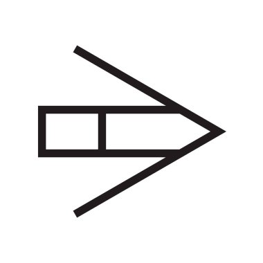 Sağ ok simge vektör web ve mobil uygulaması tasarımı, sağ ok logo kavramı için izole üzerinde beyaz arka plan