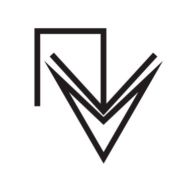 Ok simge vektör web ve mobil uygulaması tasarım, aşağı ok logo kavramı için beyaz arka plan üzerinde izole