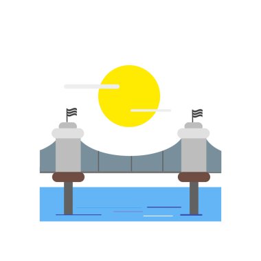 Brooklyn bridge simgesini vektör web ve mobil uygulaması tasarımı, Brooklyn Köprüsü logo kavramı için izole üzerinde beyaz arka plan