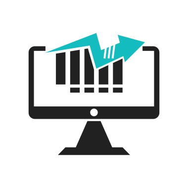 Analytics monitör simgesini vektör web ve mobil uygulaması tasarımı, Analytics izleme logo kavramı üzerinde izole beyaz arka plan