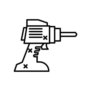 Web ve mobil uygulaması tasarım, matkap logo kavramı için beyaz arka plan üzerinde izole matkap simge vektör