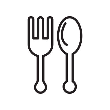 Web ve mobil uygulaması tasarımı, çatal bıçak takımı logo kavramı için beyaz arka plan üzerinde izole çatal bıçak takımı simge vektör