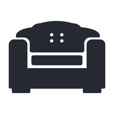 Web ve mobil uygulaması tasarımı, kanepe logo kavramı için beyaz arka plan üzerinde izole kanepe simge vektör