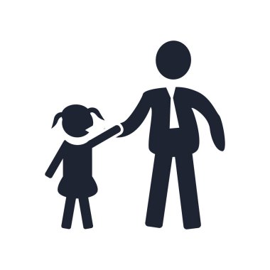 Baba ve kızı simgesi üzerinde izole beyaz arka plan web ve mobil uygulaması tasarımı, baba ve kızı logo kavramı için vektör