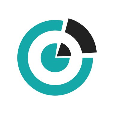 Pasta grafik simge vektör web ve mobil uygulaması tasarımı, pasta grafik logo kavramı üzerinde izole beyaz arka plan