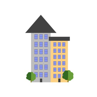 Bina simge vektör web ve mobil uygulaması tasarım, bina logo kavramı için izole üzerinde beyaz arka plan