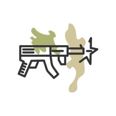 Web ve mobil uygulaması tasarımı, silah logo kavramı için beyaz arka plan üzerinde izole silah simge vektör