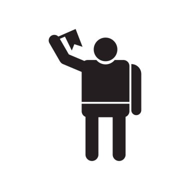 Adam bayrağı logo kavramı ile web ve mobil uygulaması tasarımı, beyaz arka plan üzerinde bayrak simge vektör adamla izole