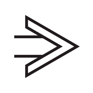 Sağ ok simge vektör web ve mobil uygulaması tasarımı, sağ ok logo kavramı için izole üzerinde beyaz arka plan