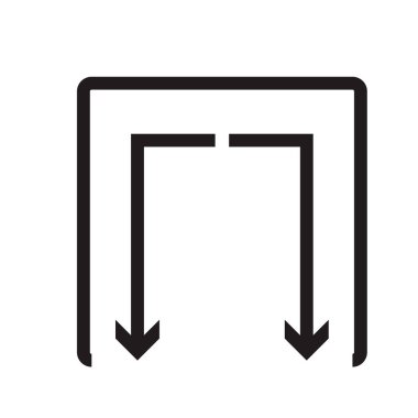 Ok simge vektör web ve mobil uygulaması tasarım, aşağı ok logo kavramı için beyaz arka plan üzerinde izole